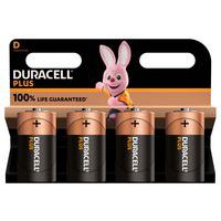 Plus 100% D ‑alkaliparisto - 2 tai 4 yksikköä - Duracell