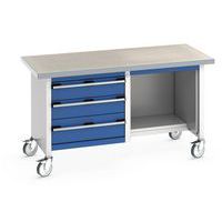 Työpöytä siirrettävä Cubio – linoleumitaso laatikolla ja hyllyllä – Bott