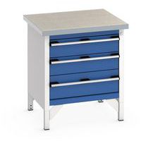 Työpöytä linoleumtasolla Cubio – 3 laatikkoa – P750mm – Bott