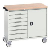 Työpöytä mobiili Verso laatikoilla ja ovilla 1050x600x980mm – Bott