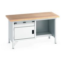 Työpöytä pyökkitasolla Cubio – 1 ovi – 1 laatikko – P1500mm – Bott