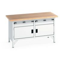 Työpöytä pyökkitasolla Cubio – 2 ovea – 2 laatikkoa – P1500mm – Bott