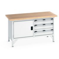 Työpöytä pyökkitasolla Cubio – 1 ovi – 3 laatikkoa – P1500mm – Bott