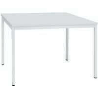 Pöytä, Pituus: 120 cm, Syvyys: 80 cm, Levy, materiaali: Melamiini, Jalat, väri: Vaaleanharmaa, Levy