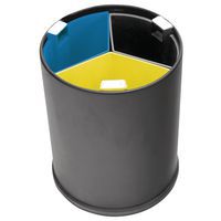 3-osainen roska-astia toimistoon – Värilliset säiliöt – 13 l