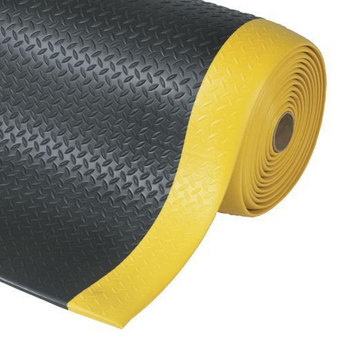 Kuormitusta keventävä Diamond Sof-Tred™ ‑matto vaahtomuovia, musta/keltainen – Notrax