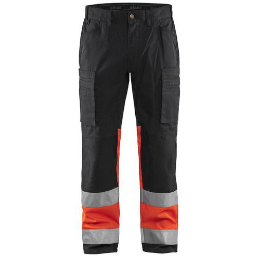 Highvis riipputaskuhousut stretch Huomio oranssi/Grafiitinharmaa