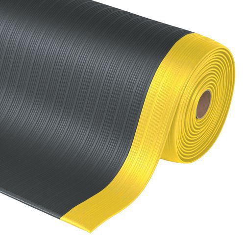 Kuormitusta keventävä Airug® Plus ‑matto vaahtomuovia, musta/keltainen – Notrax