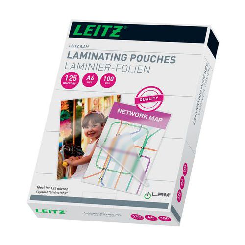 Laminaatti matalalämpö A6 125my, 100/pakkaus – Leitz