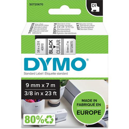 Tarrakirjoitinnauha D1, 9 mm - Dymo