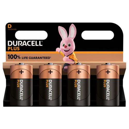 Plus 100% D ‑alkaliparisto - 2 tai 4 yksikköä - Duracell