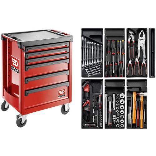Työkalukärry Roll 6 laatikkoa, työkalusarja V5 - Facom
