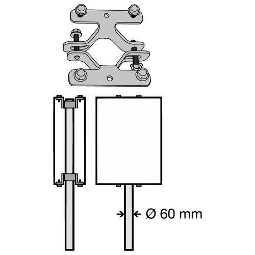 Kaksoistolppakiinnike reunataivutetuille kylteille - Systemtext