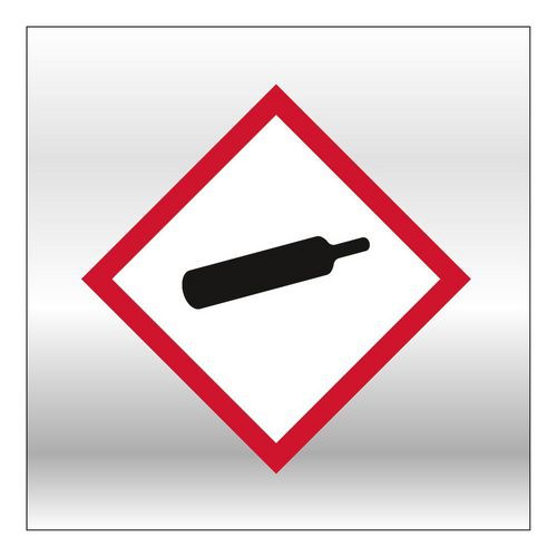 Putkimerkintä GHS04-piktogrammi Kaasu paineen alla - Systemtext