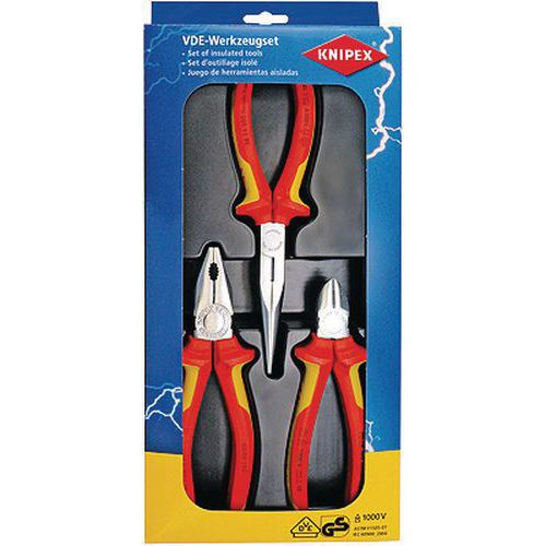 Pihdit sarja 3 kpl eristetty 1000 V VDE - Knipex Pihdit sarja 3 kpl eristetty 1000 V VDE - Knipex