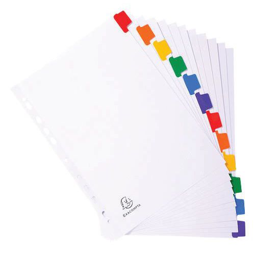 12-osainen jakaja, valkoinen kortti - 160 g - Exacompta