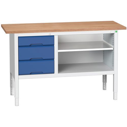 Työpöytä monoblokki Verso 1500x600x830-930mm - Bott