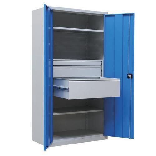 Työpajakaappi metallia - laatikoilla