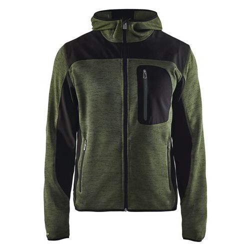 Neulottu softshelltakki Army green/Musta