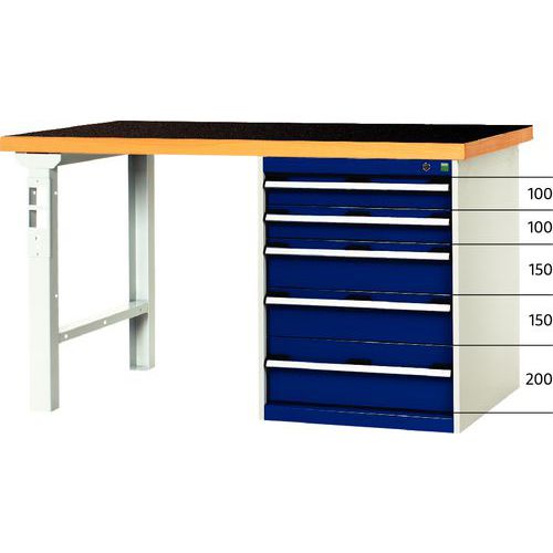 Työpöytä Cubio Combi 5 laatikolla – Leveys 200 cm – arfenol