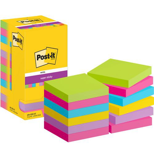 Post-it® Super Sticky 76x76 mm 12 sekoitettua palikkaa Post-it® Super Sticky 76x76 mm 12 sekoitettua palikkaa