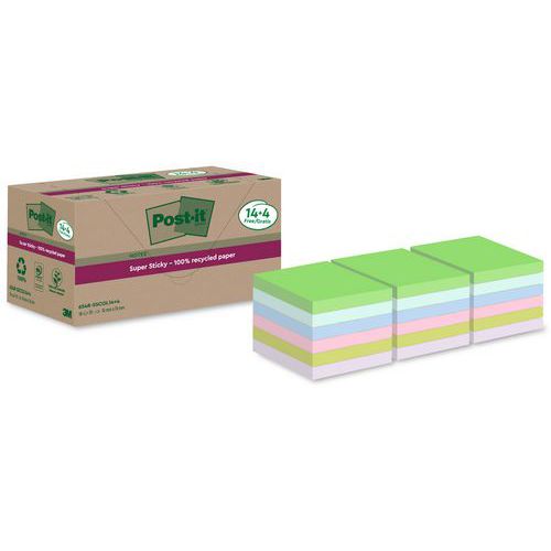 Super Sticky Notes Kierrätetty 76x76mm 14 + 4 sekoitettua tyynyä Super Sticky Notes Kierrätetty 76x76mm 14 + 4 sekoitettua tyynyä