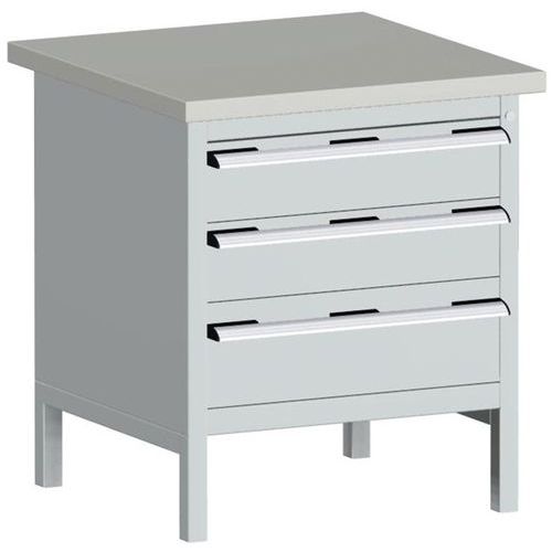 Työpöytä linoleumtasolla Cubio – 3 laatikkoa – P750mm – Bott