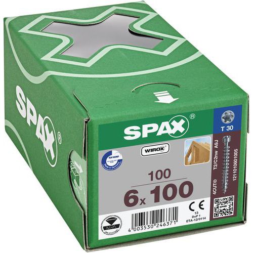 Laatikko 100 puuruuvia sylinterimäinen kanta TX Ø 6 mm - Spax