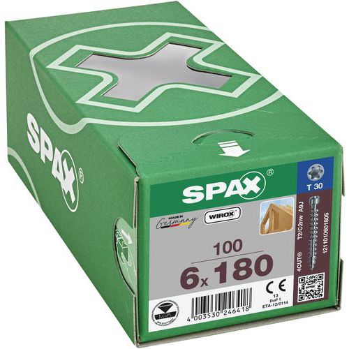 Laatikko 100 puuruuvia sylinterimäinen kanta TX Ø 6 mm - Spax