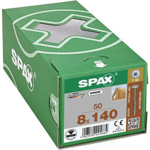 Laatikko 50 puuruuvia Ø 8 mm levypää TX - Spax