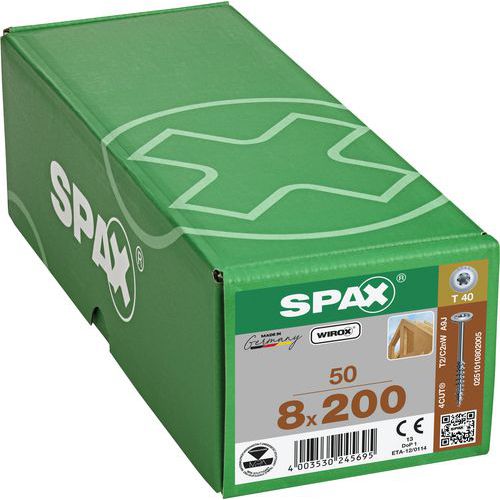 Laatikko 50 puuruuvia Ø 8 mm levypää TX - Spax