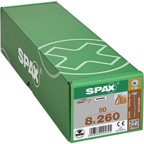 Laatikko 50 puuruuvia Ø 8 mm levypää TX - Spax