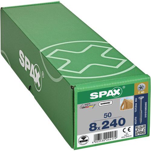 Laatikko 50 puuruuvia uppokanta TX Ø 8 mm - Spax