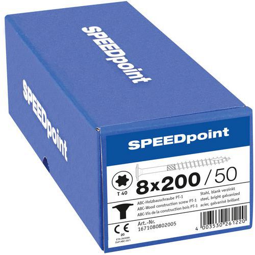Laatikko 50 puuruuvia, levypää TX Ø 8 mm - SpeedPoint