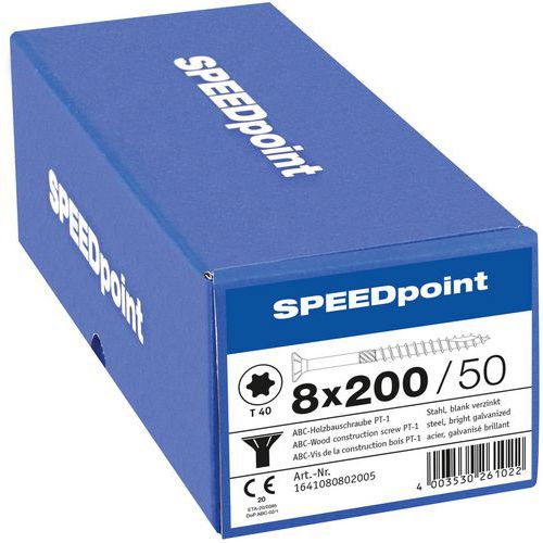 Laatikko 50 puuruuvia uppokanta TX Ø 8 mm - SpeedPoint