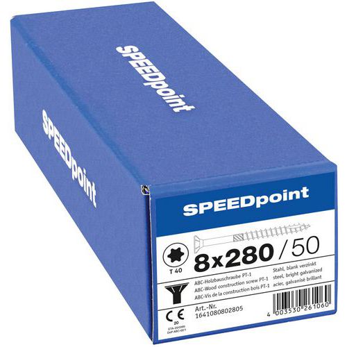 Laatikko 50 puuruuvia uppokanta TX Ø 8 mm - SpeedPoint