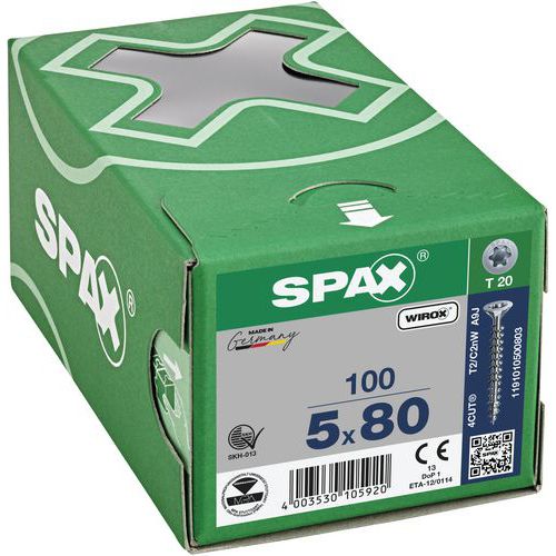 Laatikko 100 yleisruuvia T-Star Plus uppokanta TX Ø - Spax
