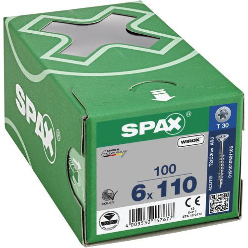 Laatikko 100 yleisruuvia T-Star Plus uppokanta TX Ø - Spax