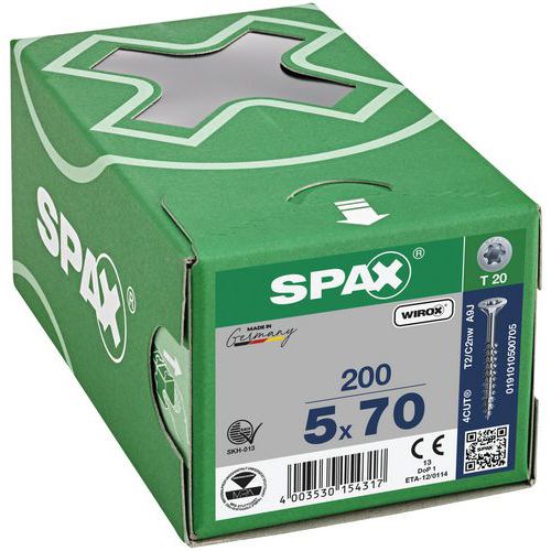 Laatikko 200 yleisruuvia T-Star Plus uppokanta TX Ø - Spax