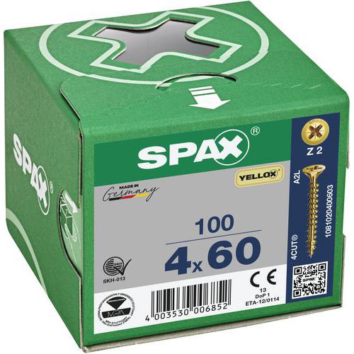 Yleisruuvilaatikko Yellox uppokanta PZ Ø 3 - 5 mm - Spax