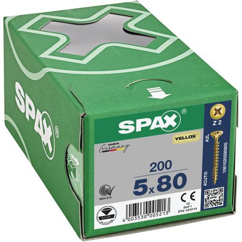 Yleisruuvilaatikko Yellox uppokanta PZ Ø 3 - 5 mm - Spax