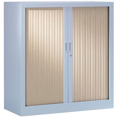 Korkea kaappi puisilla värillisillä liukuovilla 100 cm - Vinco
