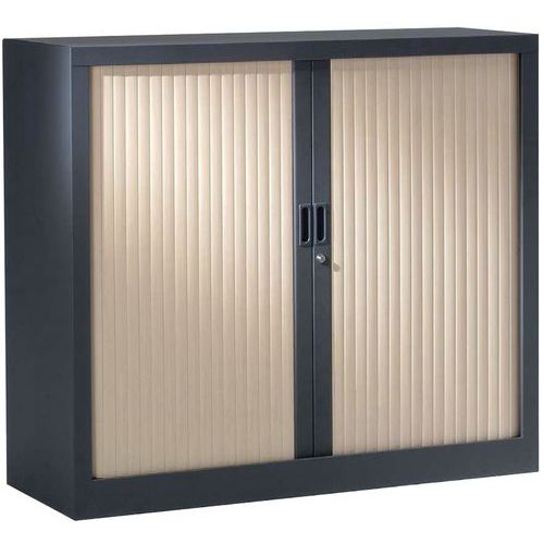 Korkea kaappi puisilla värillisillä liukuovilla 100 cm - Vinco