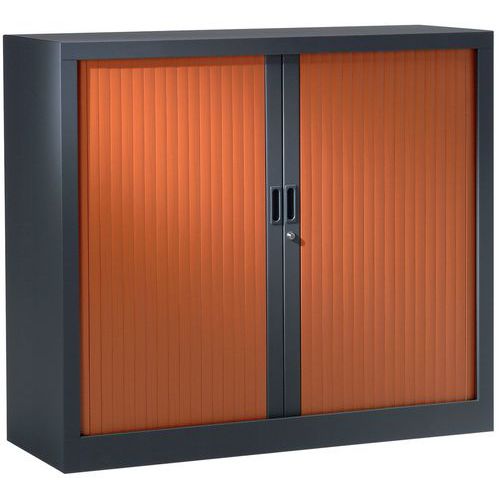 Korkea kaappi puisilla värillisillä liukuovilla 100 cm - Vinco