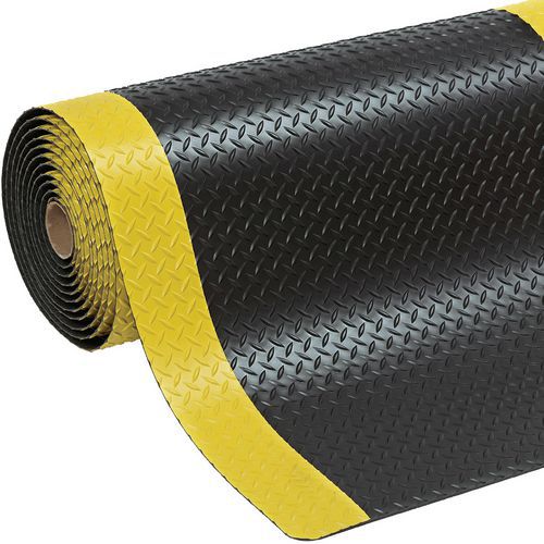 Kuormitusta keventävä matto Cushion Trax® leveys 122 – Musta-keltainen – Notrax