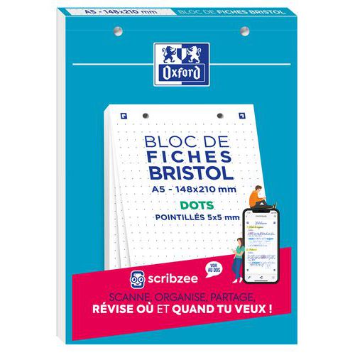 30 Bristol-kortin lohko 148x210 pisteillä rei'itetty - Oxford