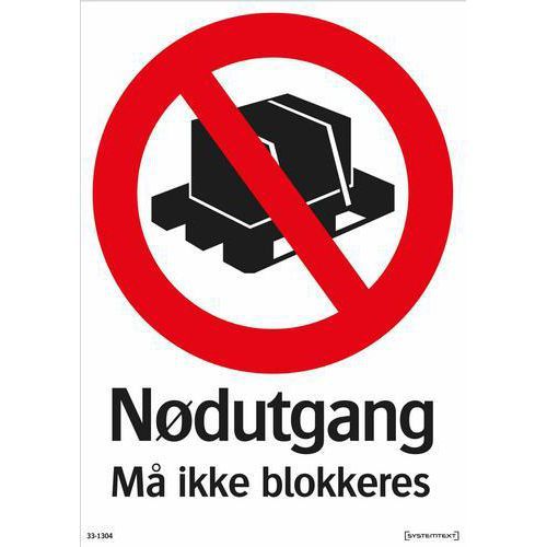 Kieltomerkit: Varapoistumistie ei saa tukkia - Systemtext