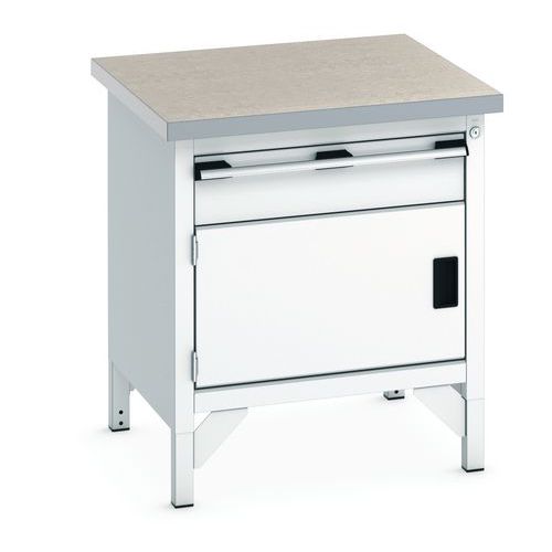 Työpöytä linoleumtasolla Cubio – 1 ovi – 1 laatikko – P750mm – Bott