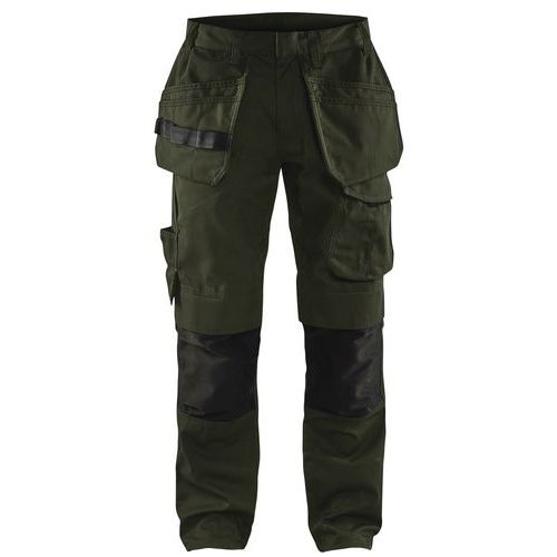 Riipputaskuhousut Stretch Tumma oliivinvihreä/Musta