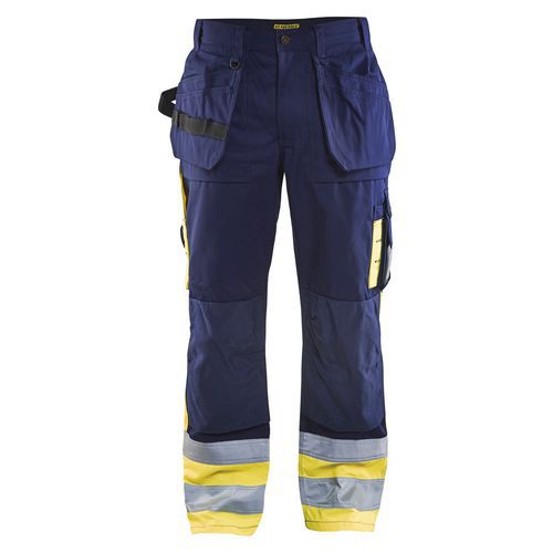 Highvis riipputaskuhousut Mariininsininen/Huomio keltainen